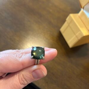 David Yurman Sterling Silver and Green Orchid Chatelaine 14mm Ring size 7